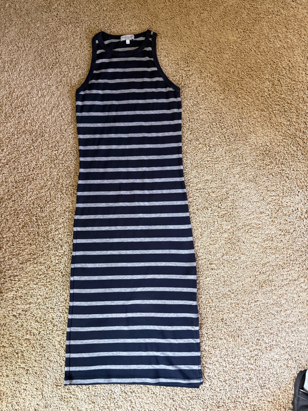 Michael Stars Navy Gray Striped Racerback Maxi Dress Size S